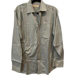 Michael Kors Mens Gray Dress Shirt Size 15.5 34/35 Button Up Long Sleeve Cotton